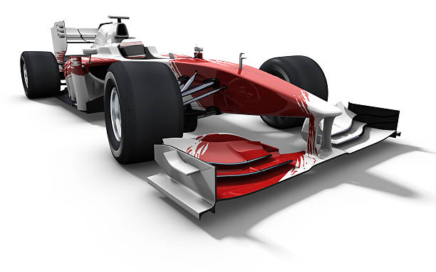 istock A red and white race car on a white background 96921897