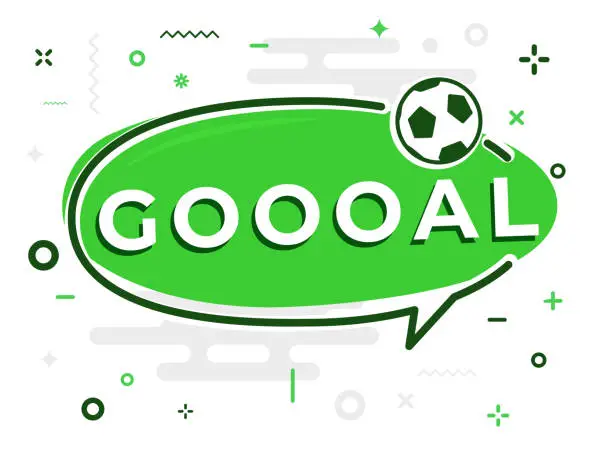 Vector illustration of Speech Bubble word GOAL with the football, soccer ball. Vector Illustration.