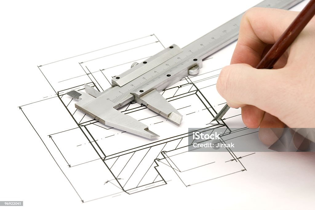 Engineer  Blueprint Stock Photo