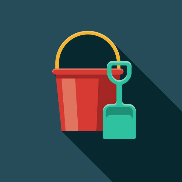 Sand Bucket & Shovel Flat Design Summer Icon with Side Shadow A colored flat design summer and beach icon with a long side shadow. Color swatches are global so it’s easy to edit and change the colors. sand pail and shovel stock illustrations
