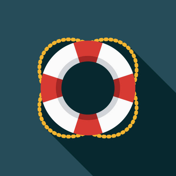 Life Preserver Flat Design Summer Icon with Side Shadow A colored flat design summer and beach icon with a long side shadow. Color swatches are global so it’s easy to edit and change the colors. lifeguard stock illustrations
