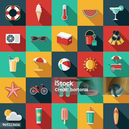istock Summer Flat Design Icon Set with Side Shadow 969223656
