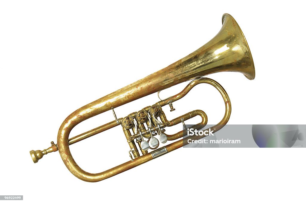 Stary Zardzewiały trumpet - Zbiór zdjęć royalty-free (Trąbka)