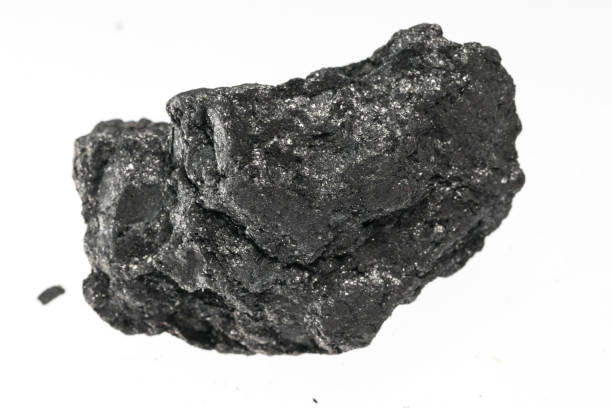 graphite mineral sample studio shot with white background stock photo