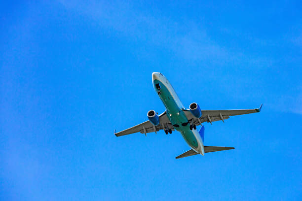 istock Large passenger plane flying in the blue sky 969231158