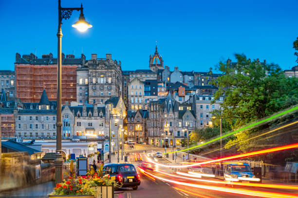 Edinburgh, United Kingdom–January 28th, 2025: Victoria Street with colorful buildings in Edinburgh, Scotland, United Kingdom