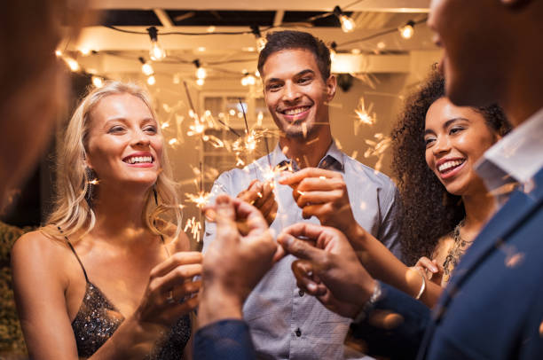 istock Friends partying with sparklers 969234400
