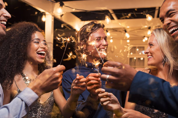 Friends celebrating new year's eve