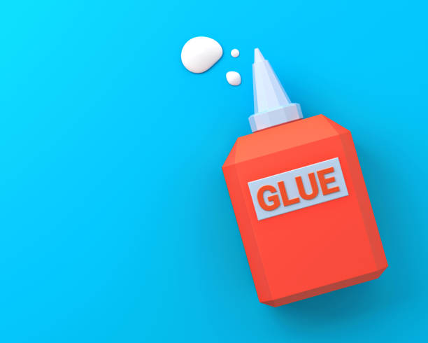 白い背景に分離されたコピー スペースと接着剤のボトル - glue white education craft点のイラスト素材／クリップアート素材／マンガ素材／アイコン素材