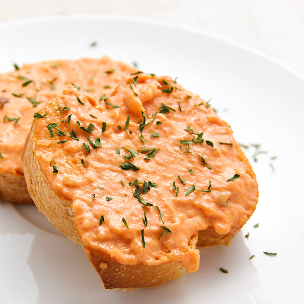 Rouille on French Bread stock photo