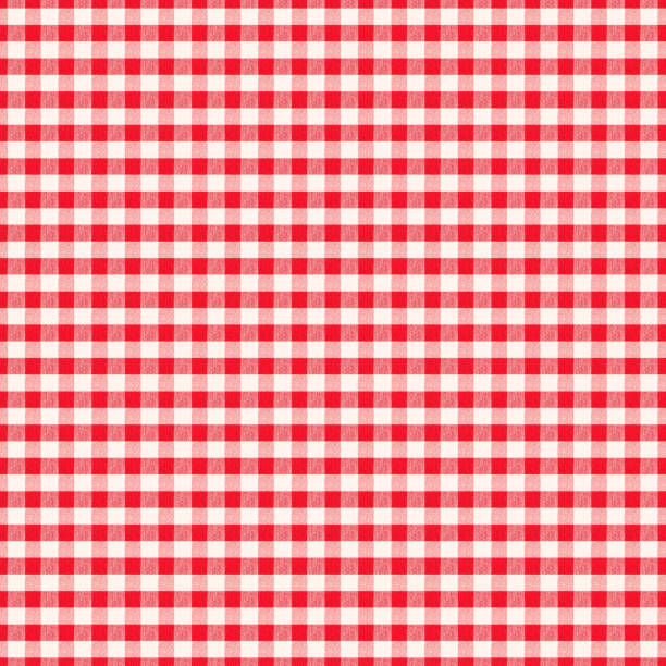 istock Seamless white fabric texture in a red cell background for design 969240528