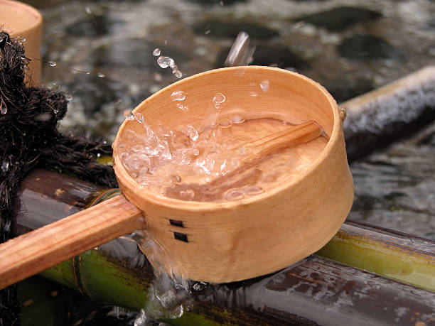 istock Splashes in a bamboo ladle 96924474