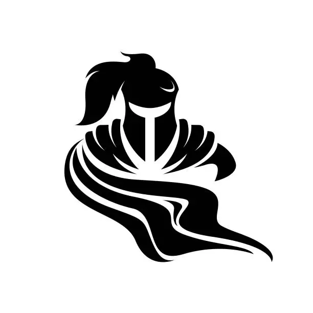 Vector illustration of Warrior Knight Titan Sparta Spartan Simple Silhouette