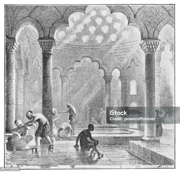 Ottoman Empire. Turkey. Constantinople (today Istanbul). Turkish baths for women. Engraving by Lemaitre, Lalaisse and Chaillot. Historia de Turquia by Stock Photo - Alamy