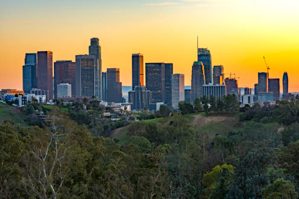 istock Los Angeles at twilight looking from park 969256586
