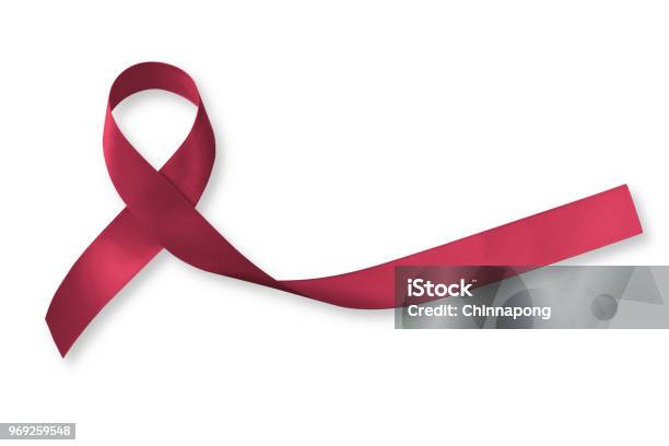 Burgundy Ribbon For Multiple Myeloma Cancer And Sicklecell Anemia