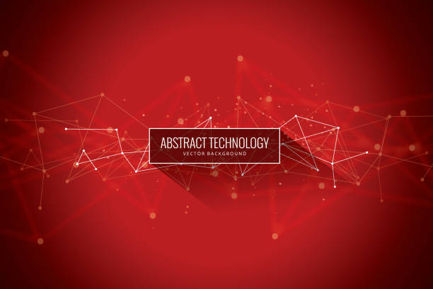Abstract Network Red Background Data, Geometric Shape, Big Data, Circle, Connection, Red backgrounds abstract red technology stock illustrations
