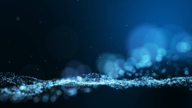 istock Dark blue and glow particle abstract background. 969264816