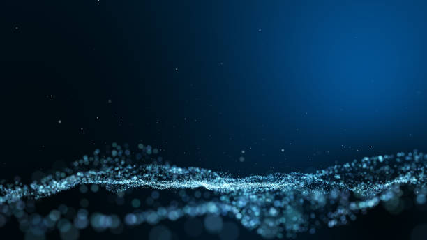 istock Dark blue and glow particle abstract background. 969264890