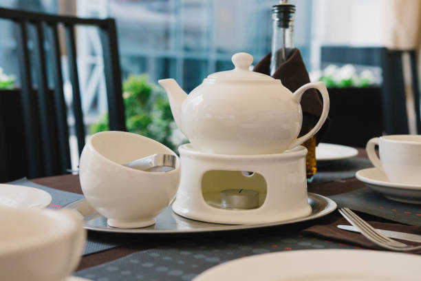 istock Set for tea with sugar and iron trays 969275006