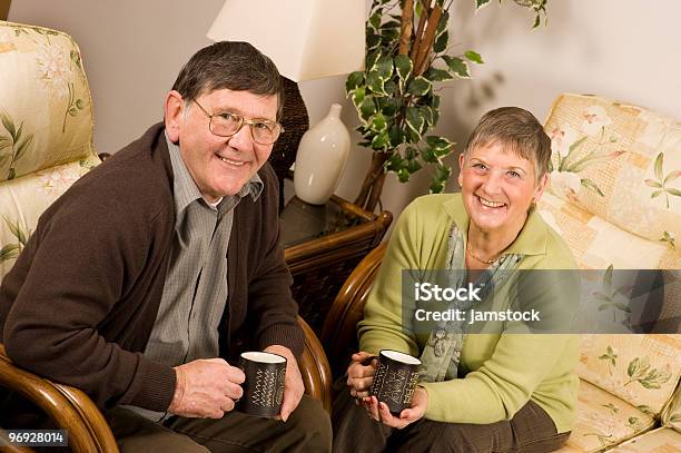 Senior Man And Woman Couple Relaxing Stock Photo - Download Image Now - Active Seniors, Adult, Adults Only