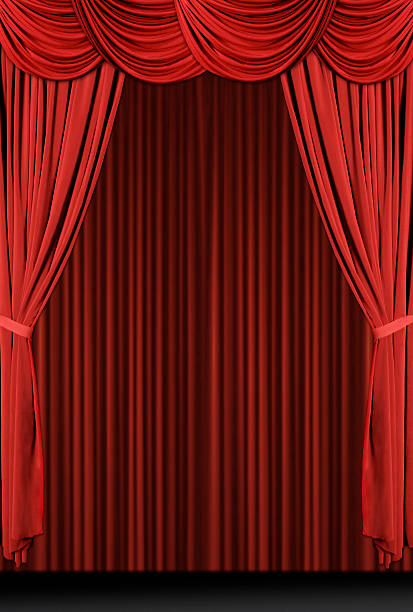 Vintage Antique Draped Theatre Curtains  color image performing arts event performer stage theater stock pictures, royalty-free photos & images