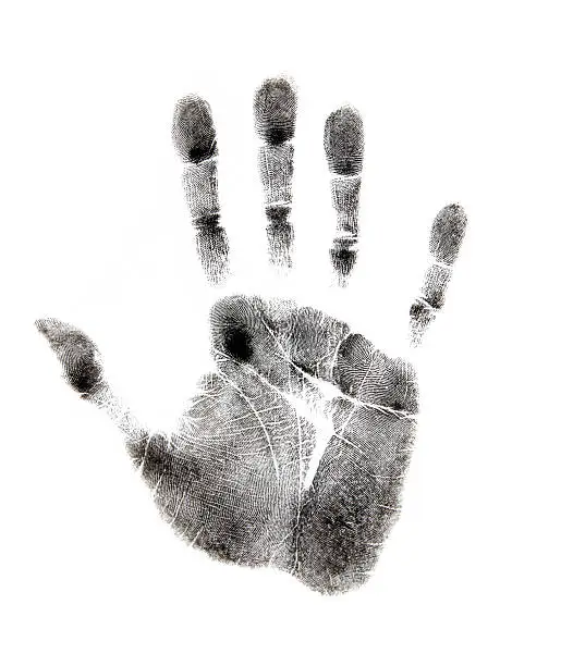 Black Ink  Handprint on White