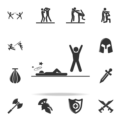 knockdown in action icon. Set of Cfight and sparring element icons. Premium quality graphic design. Signs and symbols collection icon for websites, web design, mobile app on white background