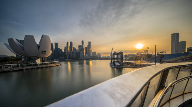 Singapore Skyline at Sunset stock photo