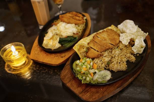 istock Fried rice chicken katsu and noodles 969298156