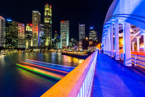 Bridge at Singapore City stock photo