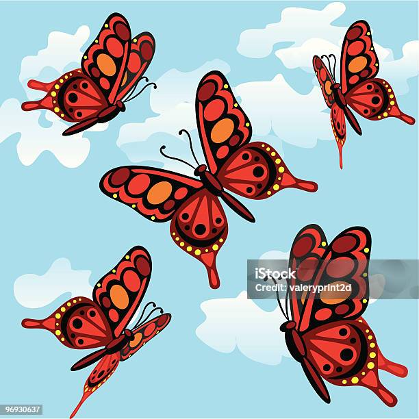 Бабочки — стоковая векторная графика и другие изображения на тему Бабочка - Бабочка, Без людей, Векторная графика