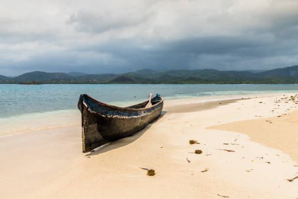 a wooden boat in the san Blas Islands, Panama.