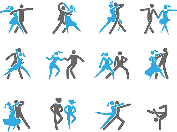 Dancing in 12 different ways  line dance stock illustrations