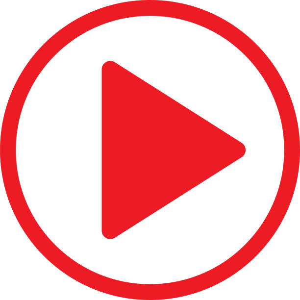 ilustrações de stock, clip art, desenhos animados e ícones de red outlined play button - downloading symbol computer icon white background