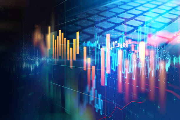 istock stock market investment graph with indicator and volume data. 969318804