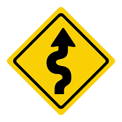 winding road sign isolate on white background, traffic icon vector illustration