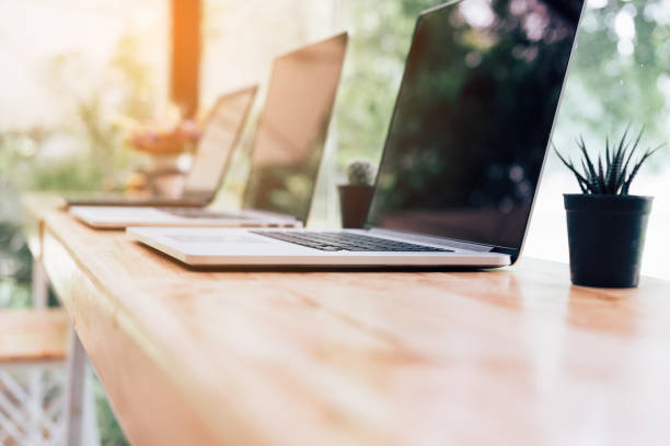 istock Laptop on desk in office. 969319444