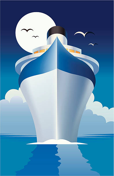 illustrazioni stock, clip art, cartoni animati e icone di tendenza di nave da crociera - ferry container ship cruise sailing ship