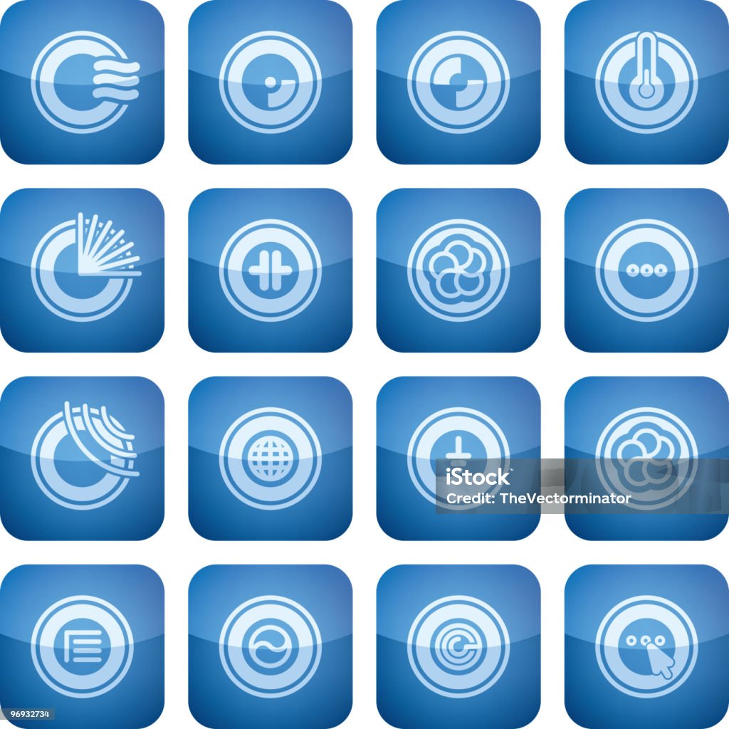 Cobalt Square 2D icônes Set: Abstrait - clipart vectoriel de Balle de tennis libre de droits