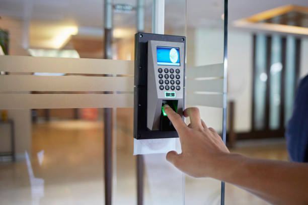 Electronic door control device Yong man push down the electronic control machine to access the door control stock pictures, royalty-free photos & images