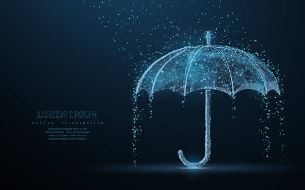 векторная зонтичная защита от дождя. - storm umbrella parasol rain stock illustrations