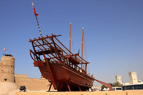 istock old boat on display outside dubai museum 96933596