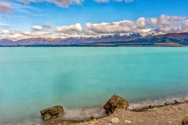 The Mount Cook with the Lake Pukaki in Autumn of South Island, New Zealand.