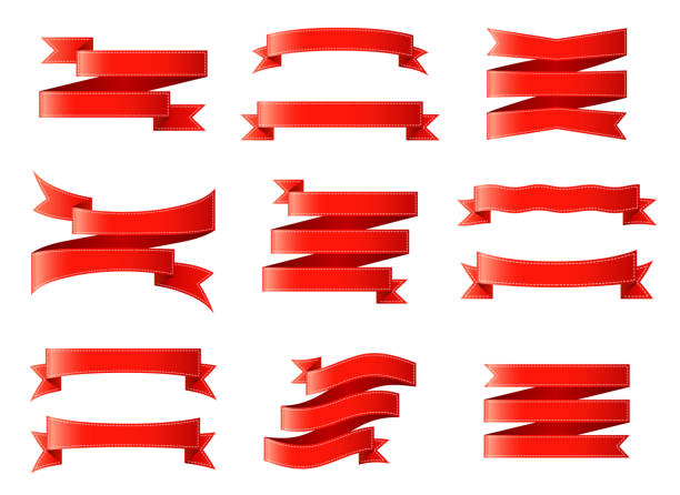 istock Set of ribbons, banners or wrapping tape isolated on background 969345336