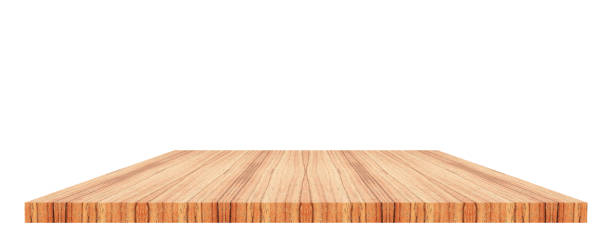 istock Empty top wooden shelves texture  beautiful on white background 969348430