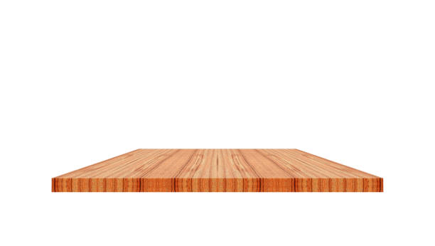 istock Empty top wooden shelves texture  beautiful on white background 969348438