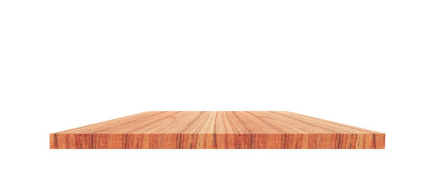 istock Empty top wooden shelves texture  beautiful on white background 969348446