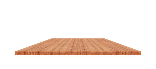 istock Empty top wooden shelves texture  beautiful on white background 969348452