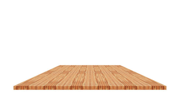 istock Empty top wooden shelves texture  beautiful on white background 969348454